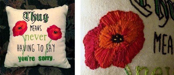 "Thug" embroidered pillow